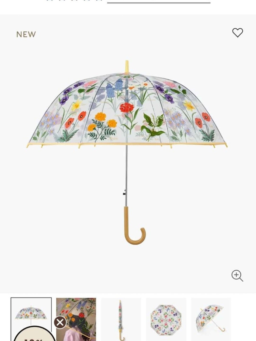 Clear Dome Umbrella with Colorful Floral Print